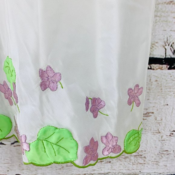 Odette Barsa Vintage Slip Ivory Purple Floral S - Picture 4 of 7
